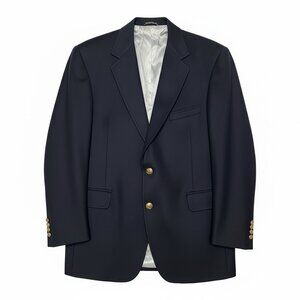 Vintage Lands’ End 100% Cashmere Blazer Jacket Mens 46R Luxury Gold Buttons USA